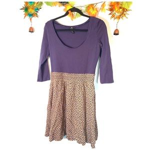 🌲 H&M 3/4 sleeve dress blue orange